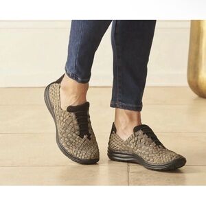 BERNIE MEV. Woven Slip-On Sneakers in Bronze New Size 6